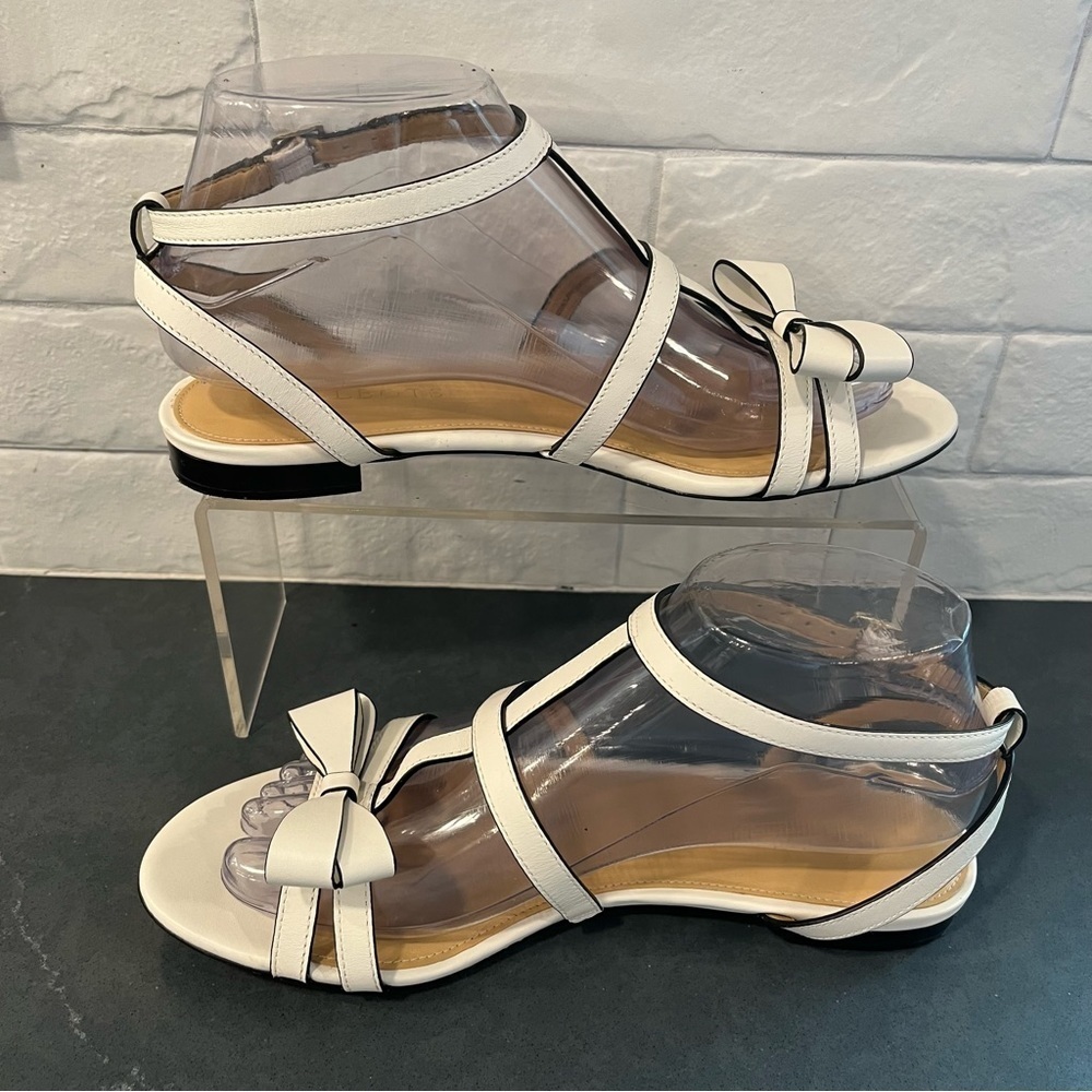 Talbots sz 7 Keri bow white vachetta leather strappy bow sandals - Picture 2 of 15